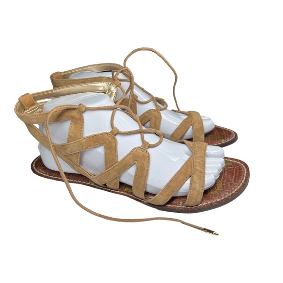 Sam Edelman Gemma gladiator strappy tie sandals 9.5 leather summer neutral - Picture 1 of 9